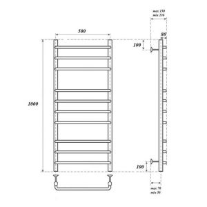 Полотенцесушитель электрический Point Нептун PN09150E 50x100см П10 хром