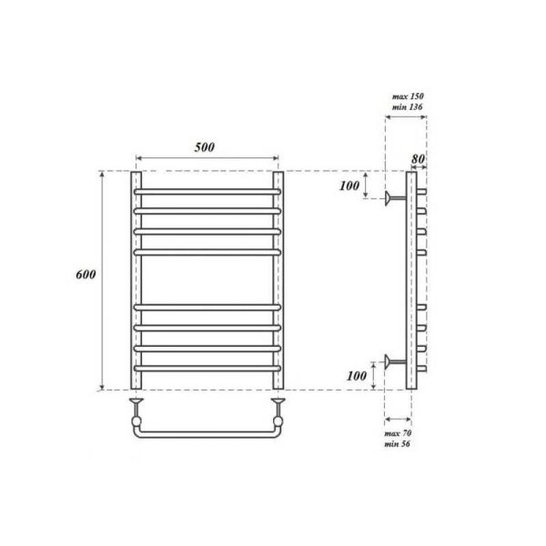 Полотенцесушитель электрический Point Нептун премиум PN09156SE 50x60см П8 хром