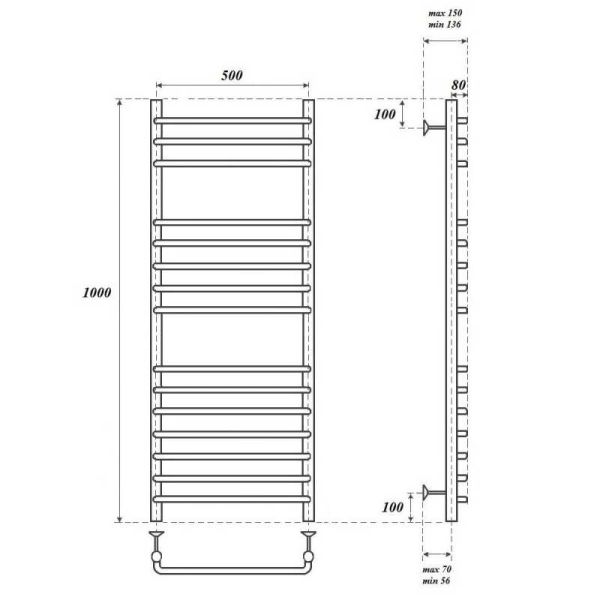 Полотенцесушитель электрический Point Нептун премиум PN09150SE 50x100см П15 хром