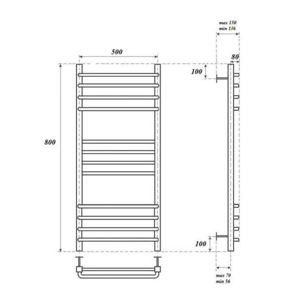 Полотенцесушитель электрический Point Омега PN90158SE 50x80см П12 хром