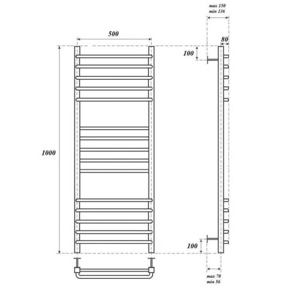 Полотенцесушитель электрический Point Омега PN90150SE 50x100см П15 хром