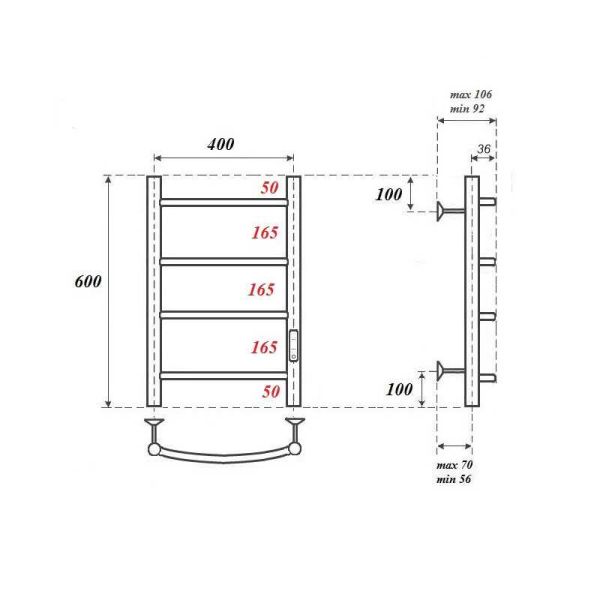 Полотенцесушитель электрический Point Афина PN04846 40x60см П4 хром