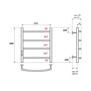 Полотенцесушитель электрический Point Афина PN04756 50x60см П4 хром