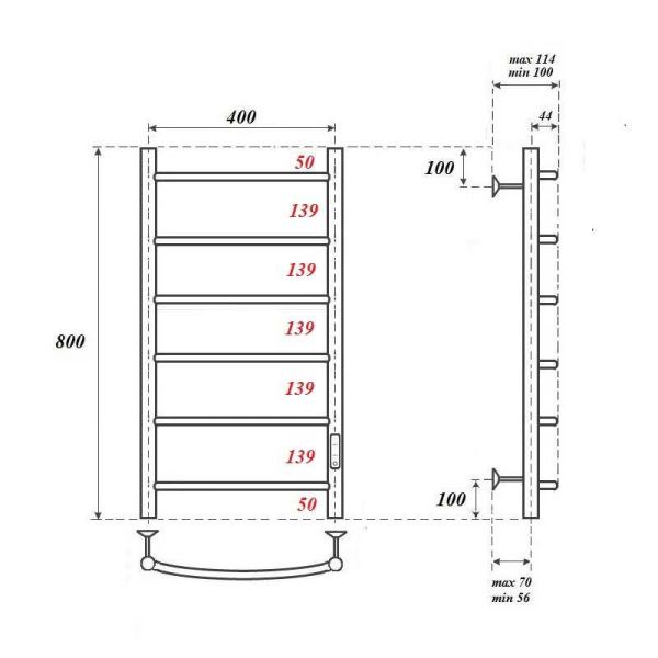 Полотенцесушитель электрический Point Афина PN04848 40x80см П6 хром