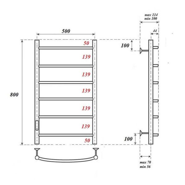 Полотенцесушитель электрический Point Афина PN04758 50x80см П6 хром