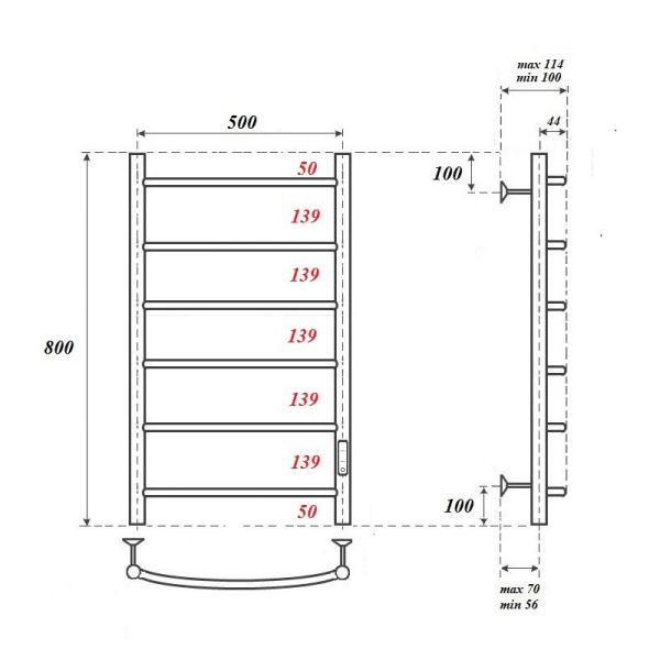 Полотенцесушитель электрический Point Афина PN04858 50x80см П6 хром