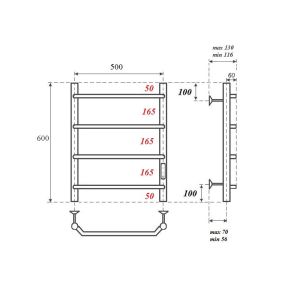 Полотенцесушитель электрический Point Виктория PN06856 50x60см П4 хром