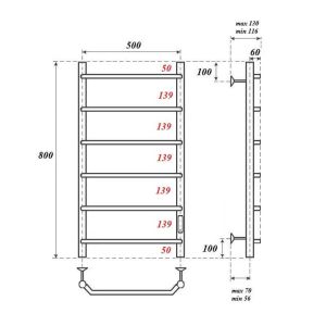 Полотенцесушитель электрический Point Виктория PN06858 50x80см П6 хром