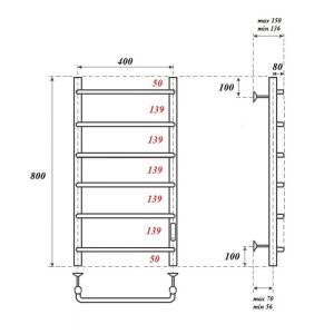 Полотенцесушитель электрический Point Ника PN08848 40x80см П6 хром