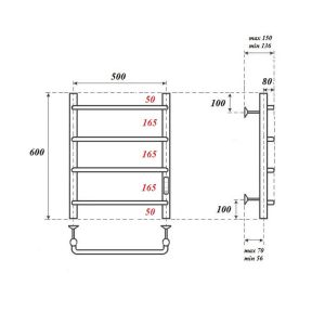 Полотенцесушитель электрический Point Ника PN08856 50x60см П4 хром