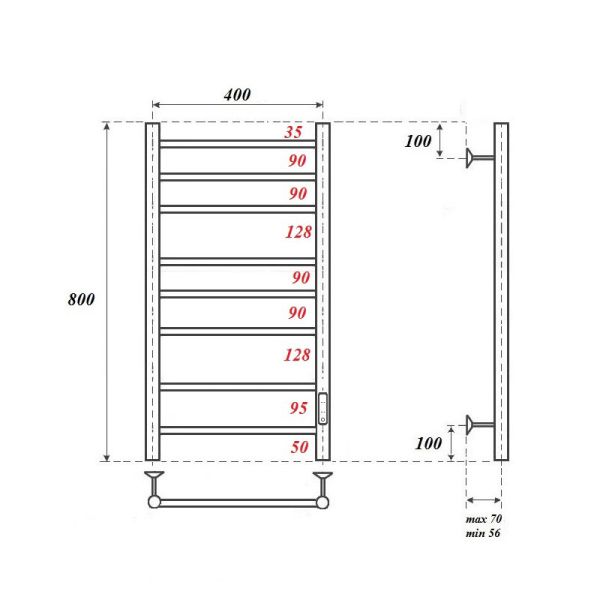 Полотенцесушитель электрический Point Аврора PN10848 40x80см П8 хром