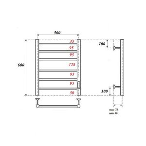 Полотенцесушитель электрический Point Аврора PN10856 50x60см П6 хром