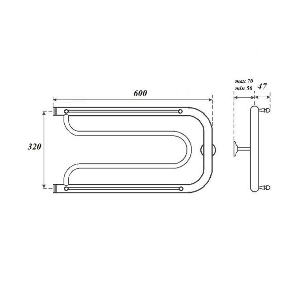 Полотенцесушитель водяной Point 60x32см хром PN21336P