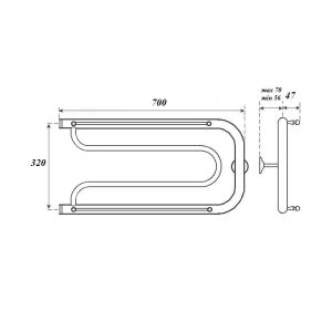 Полотенцесушитель водяной Point 70x32см хром PN21337P