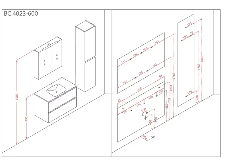 Тумба с раковиной Orans BC-4023-600 W 4023600WUV005 60 см белый