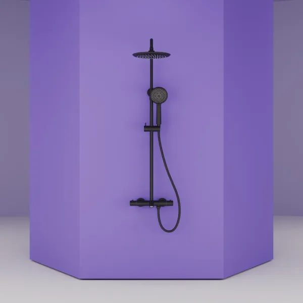 Душевая стойка Sancos Game SC3001MB с термостатом чёрный матовый