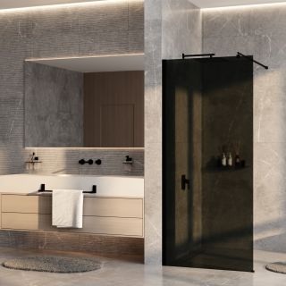 Душевая перегородка WasserKRAFT Rur 30W44MB-TG 100 см профиль чёрный матовый стекло тонированное