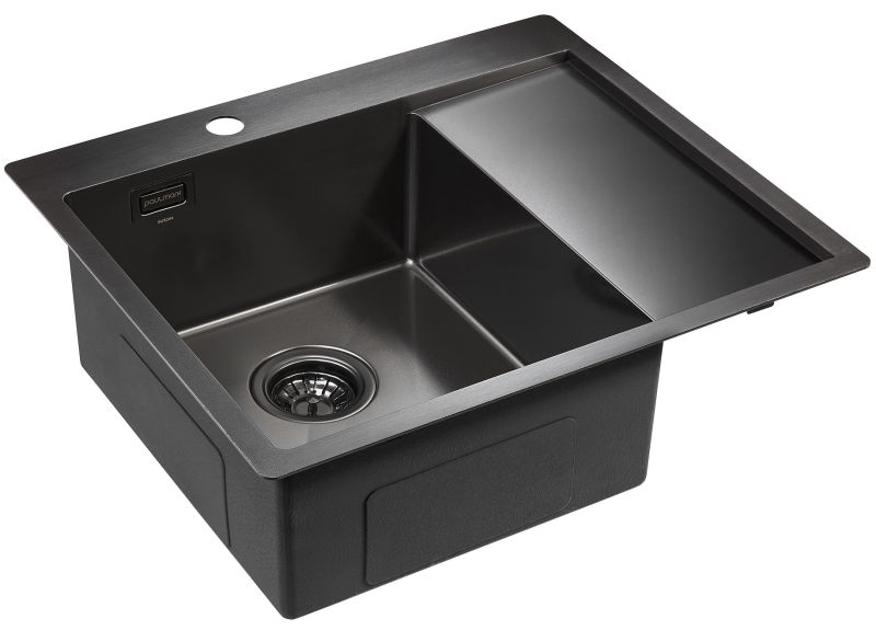 Мойка кухонная Paulmark Alster PM825951-GML левая воронёная сталь Мойка кухонная Paulmark Alster PM825951-GML левая воронёная сталь