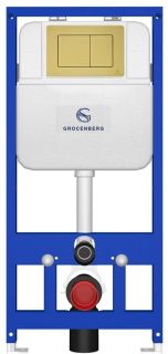 Инсталляция для унитаза Grocenberg GS3050-KM3080MG с кнопкой смыва золото матовое