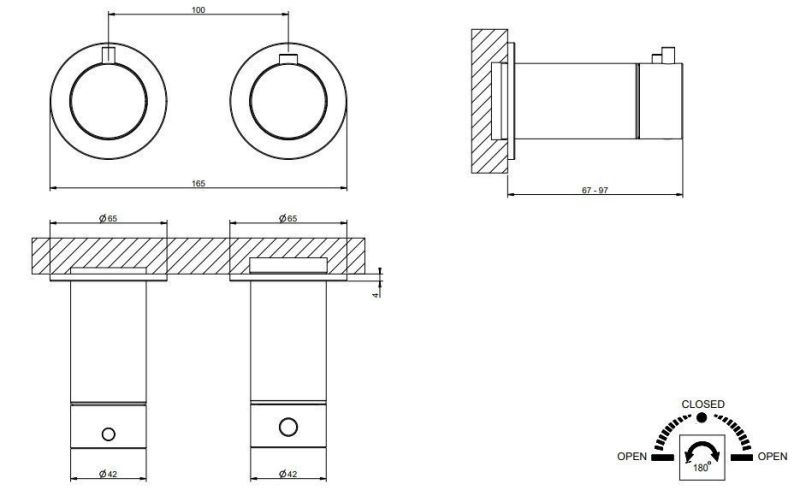 Встраиваемый смеситель для душа Gessi 316 54234.707 с термостатом чёрный брашированный