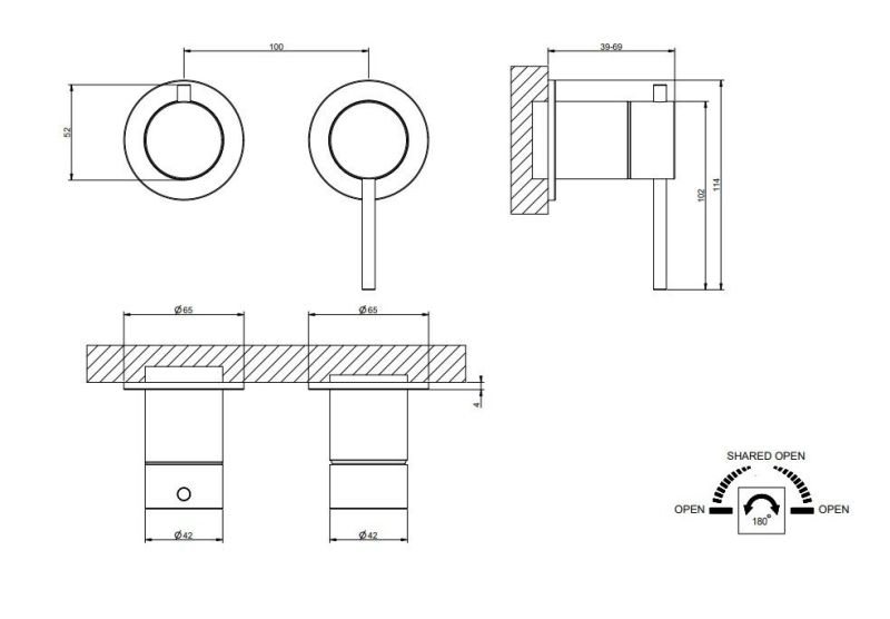 Встраиваемый смеситель для душа Gessi 316 54077.299 чёрный матовый