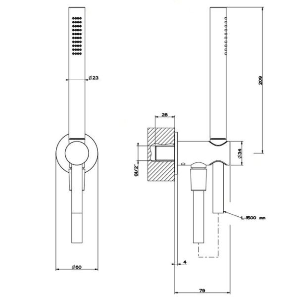 Душевая лейка Gessi 316 54023.299 чёрный матовый