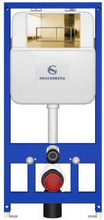 Инсталляция для унитаза Grocenberg GS3050-KM3070GO с кнопкой смыва золото