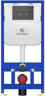 Инсталляция для унитаза Grocenberg GS3050-KM3070BG с кнопкой смыва графит