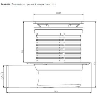 Душевой трап Logan L003-110 с решеткой Нержавеющая сталь Душевой трап Logan L003-110 с решеткой Нержавеющая сталь