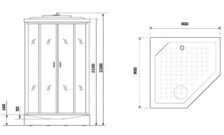 Душевая кабина Niagara NG-6001-01GD 90x90см хром/прозрачное