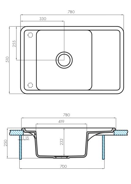 Мойка кухонная Акватон Беллис 78см шампань 1A725032BS290