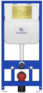Инсталляция для унитаза Grocenberg GS3050-KM3090MG с кнопкой смыва золото матовое