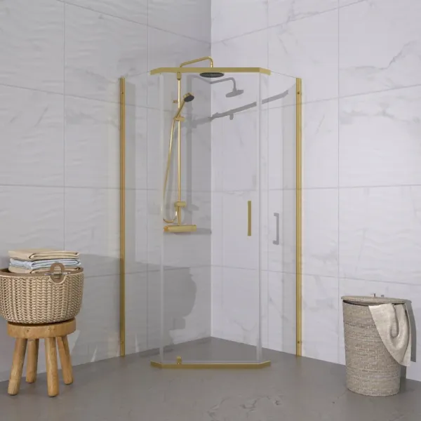 Душевой уголок Triton Дека -Голд  Щ0000073927 90x90 см профиль золото стекло прозрачное