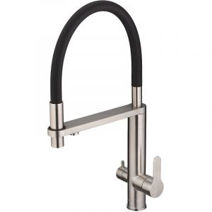 Смеситель для кухни Swedbe Selene Plus 8440K в комплекте с фильтром Аквафор Кристалл нержавеющая сталь/чёрный