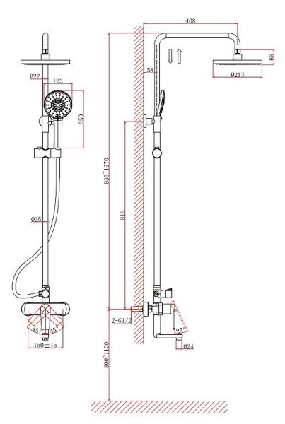 Душевая стойка D&K Bayern.F?rth DA1523701B18 хром Душевая стойка D&K Bayern.F?rth DA1523701B18 хром