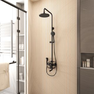 Душевая стойка D&K Bayern.F?rth DA1524705B18 с гигиеническим душем чёрный матовый Душевая стойка D&K Bayern.F?rth DA1524705B18 с гигиеническим душем чёрный матовый