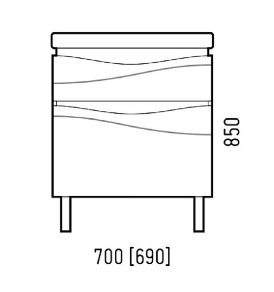 Тумба под раковину Corozo Омаха Z2 70см белый/металлик SD-00000800