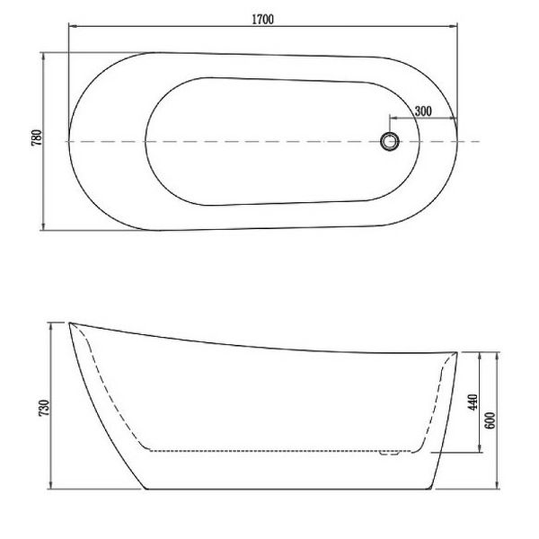 Акриловая ванна Aquatek Лагуна 170x78 см AQ-K133778WT
