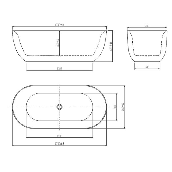 Акриловая ванна Aquatek Афина 170x78 см черный AQ-144778BL
