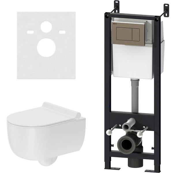 Комплект унитаза с инсталляцией Damixa Scandinavian Pure DX36.IS10151.1701 с сиденьем Микролифт и клавишей смыва Хром глянцевый