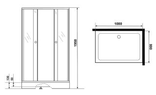 Душевой уголок Niagara NG-018-14Q BLACK с поддоном 100x80см чёрный/прозрачное с рисунком