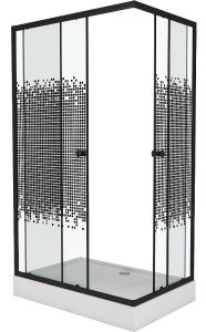 Душевой уголок Niagara NG-018-14Q BLACK с поддоном 100x80см чёрный/прозрачное с рисунком