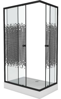 Душевой уголок Niagara NG-018-14Q BLACK с поддоном 100x80см чёрный/прозрачное с рисунком
