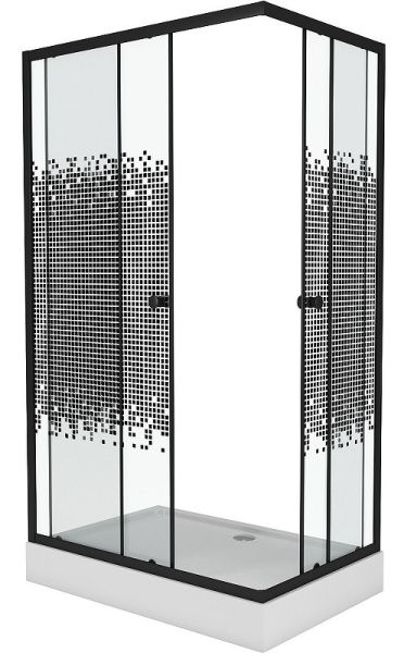 Душевой уголок Niagara NG-018-14Q BLACK с поддоном 100x80см чёрный/прозрачное с рисунком