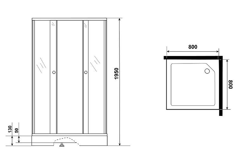 Душевой уголок Niagara NG-010-14QT с поддоном 100x100см чёрный/тонированное