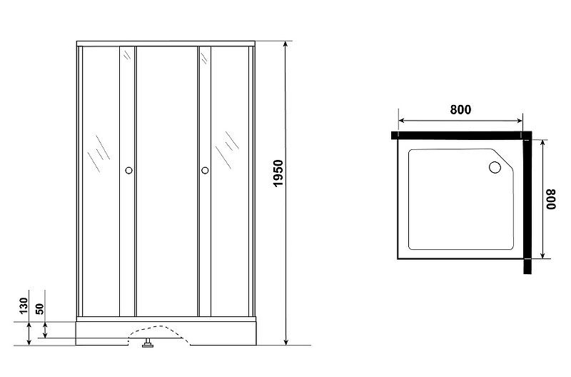 Душевой уголок Niagara NG-008-14QT с поддоном 80x80см чёрный/тонированное