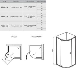 Душевой уголок Ravak Pivot PSKK3-90 37677C00Z1 Transparent профиль хром
