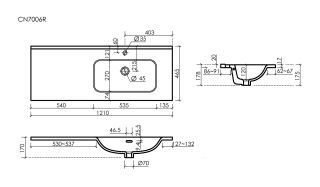 Раковина мебельная Ceramicanova Элемент (Element) CN7006R 121 см белый