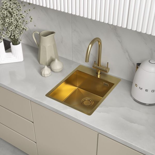 Мойка кухонная Reflexion Iseo 40-GD RX2240GD брашированное золото