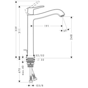 Смеситель Hansgrohe Metris Classic 31078000 для раковины с д/к